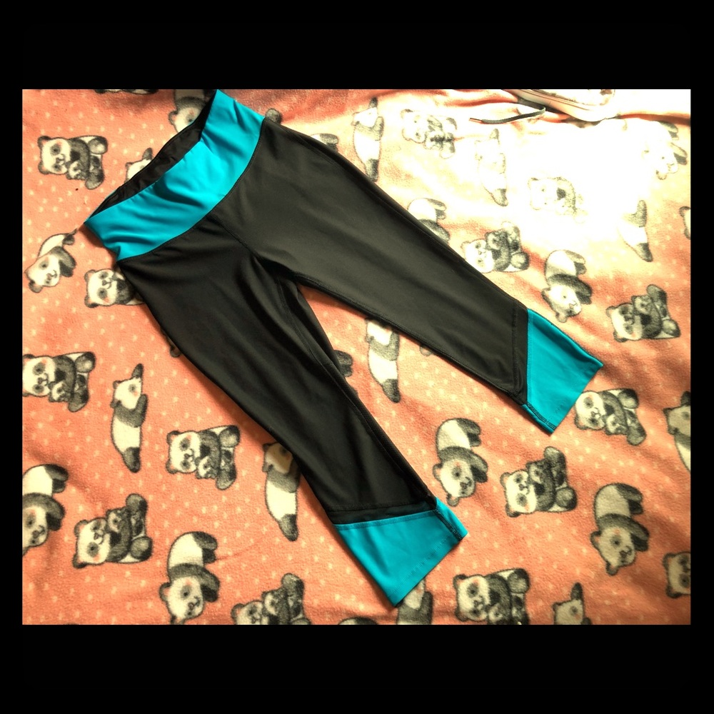 Athletic leggings black blue size small fitted
